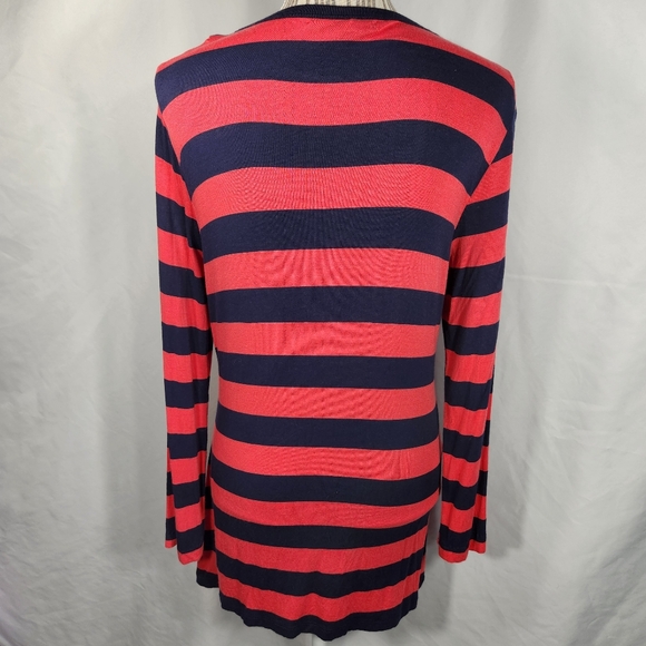 Wyatt Collection Red & Navy Striped Long Sleeve Top Size Large - Picture 4 of 9